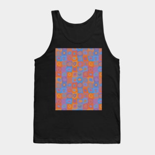 Vibrant Tropic Sky  - Retro Geometric Wobbly Square Grid Pattern Tank Top